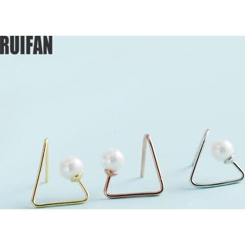 Ruifan Freshwater Pearl Earrings Silver 925 Stud Earring for Women Lady Trendy Summer Jewelry 2020 New on the Ears YEA178
