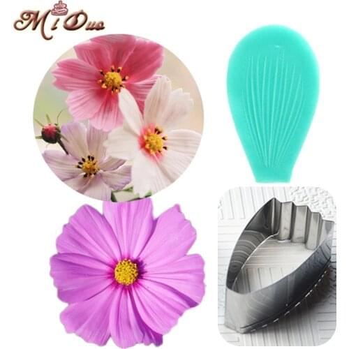 Daisy Petal Silicone Veiner & Cutter Flower Petal Cutter Fondant Gumpaste Flower Mould Gerbera Sugarcraft Cake Decorating Mould