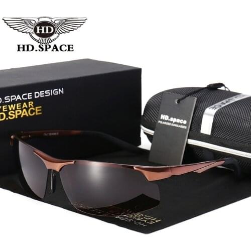 HD Ultra Light Motion Eyewear Men Al-Mg Polarized Sunglasses Male Semi Rimless Oculos De Sol UV400 Driving Fishing Glasses LD034