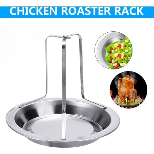 Stainless Steel Chicken BBQ Rack Turkey Roaster Oven Rotisserie BBQ Grill Rack Stand Holder Tray Kitchen Outdoor BBQ Tools