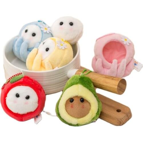 Super Cute Cosplay Octopus Plushie Doll Elf Plush Toy Stuffed Fruit Avocado Dressing Can took Off Monsters Pandent Toy Bag Decor