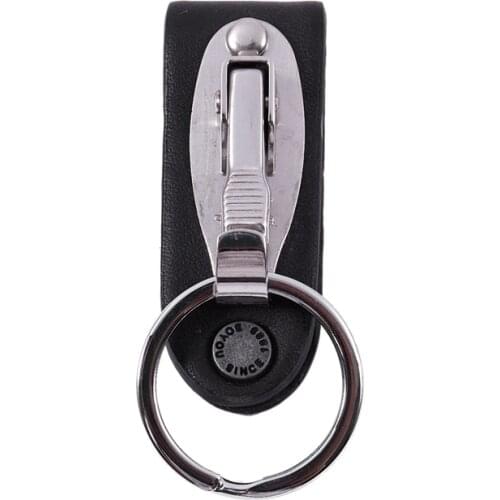WSFS Hot Sale Stainless Steel Keyring Design Faux Leather Belt Loop Key Chain