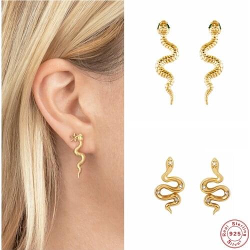 Aide 925 Sterling Silver CZ Crystal Mosaic Vivid Twist Snake Stud Earrings For Women Piercing Ohrringe Pendiente Fine Jewelry