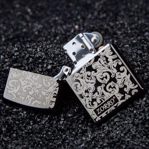 Zorro New Kerosene Wheel Lighter Windproof Creative Personality Old-fashioned Retro Copper Lighter Smoking Tool Gift