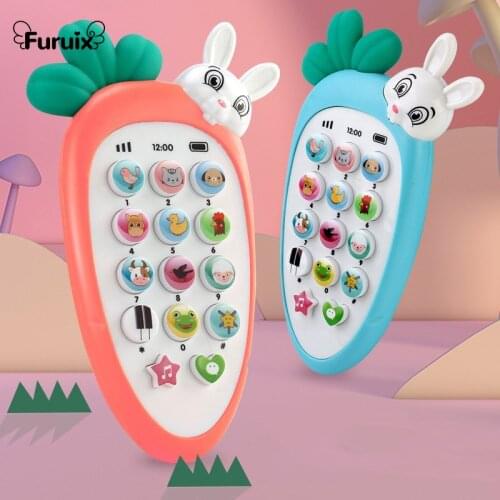 1pcs Baby Electronic Phone Toys Cartoon Radish Simulation Music Phone Music Childhood Educational Toys Multifunctional Phone Toy
