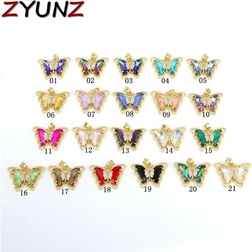 10PCS, Dainty Butterfly pendant, Delicate pendant, Cute Crystal butterfly ,Rainbow butterfly ,Butterfly. Womens Girl pendant