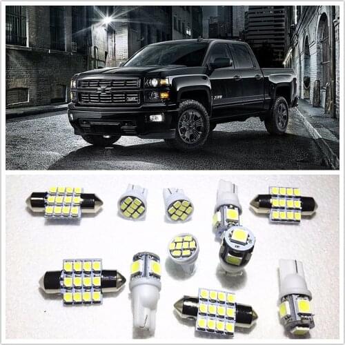 11 set White LED Lights Interior Package T10 & 36mm&41mm Map Dome For Chevrolet Silverado 3500 HD 3500 2500 1500 2000-2019