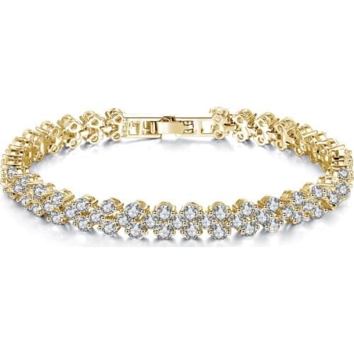 2019 Sale Direct Selling Id Bracelets Women Erkek Bileklik Bracelets & Bangles Bracelet With Golden Rose With Austrian Crystal