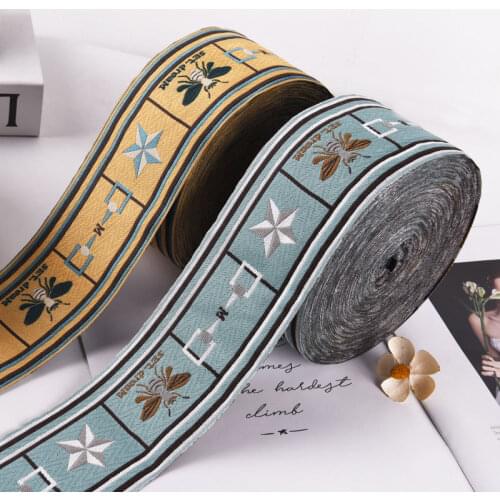 25Yards 8cm Embroidery Lace Woven Jacquard Ribbon Trims Pattern For Curtain Sofa Clothing Straps Accessory DIY Sewing Fabric
