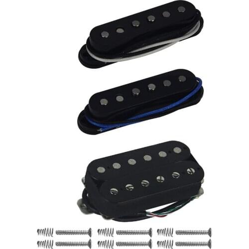 3pcs Vintage Alnico 5 Electric Guitar Single Coil & Double Coil Humbucker Pickup for Neck/Middle/Bridge Pickup, Black