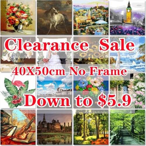 40x50cm Clearance Item Landscape Paint By Number Canvas Painting Kits Animal On Canvas Coloring By Number Drawing Home Decor