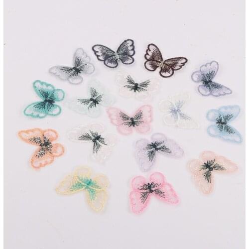 50pcs/lot 4x5cm Mesh Lace Embroidery Patches Butterfly Clothing Decoration Sewing Accessories Diy Transfer Applique