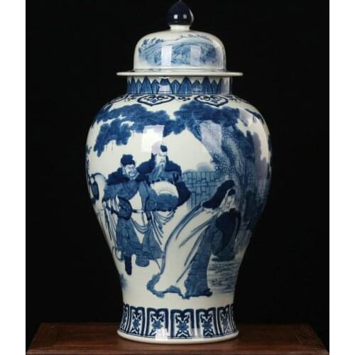 Large Vases Jingdezhen Ceramics Archaize Hand Painted Blue And White Flowers Three Cans Of Mao Lu temple jar ceramic jar vase