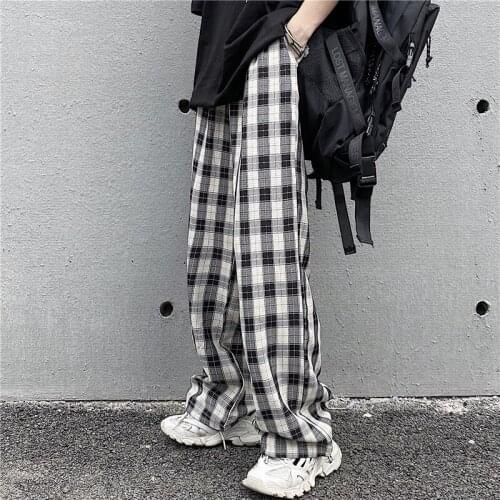 Harem Pants Ladies High Waist Drawstring Plaid Loose Trousers Casual All-Match Chic Korean Style WomenS Trousers Autumn Fashion