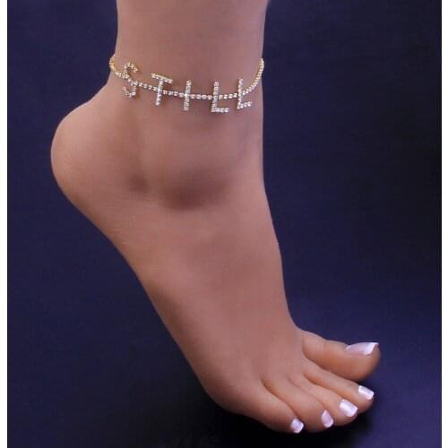 Cubic Zirconia STILL Letter Foot Chain Tennis Chain Anklet For Women Leg Beacelet Crystal Punk Jewelry Friendship Gift
