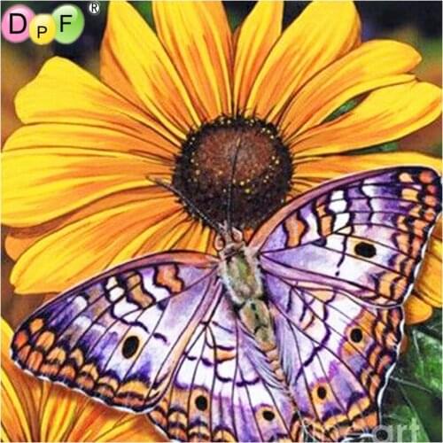 DPF 5D Round full Diamond painting Cross Stitch daisy butterfly diamond Mosaic Diamond Embroidery Needlework home decor crafts