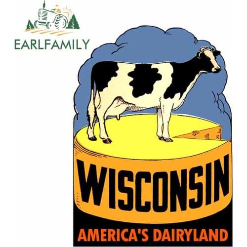 EARLFAMILY 13cm x 9.8cm for Wisconsin State Cows Anime Graphics Personality Car Stickers VAN Waterproof Decal RV Car Assessoires