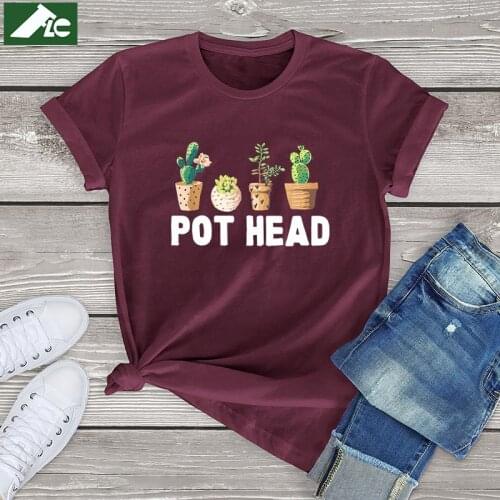 Kawaii cactus t shirt women clothing 100 cotton Pot Head tshirt men tops Gardener Succulent Garden blouse unisex clothes tee 3xl