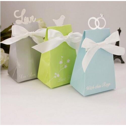 Hot Selling 100PCS/Lot Wedding Party Decorate White Diamond Ring Style Gift Box Candy Favors Paper Bag
