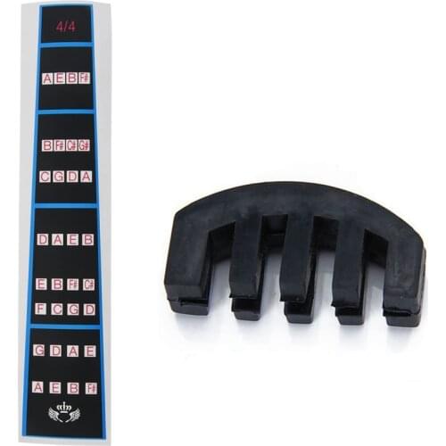Hot AD-Rubber 4/4 Violin Practice Mute Black & Violin Finger Guide /Fingerboard Sticker Fret Guide Label Finger Chart for Size 4