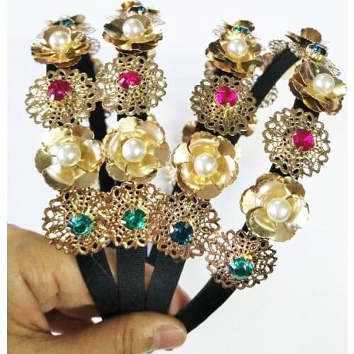 Hot Sale Fashion Gold Women Metal Head Chain Flower Hair Band Trendy Headband Hair Accessories