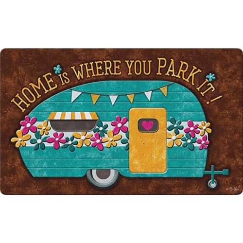 Home is Where You Park It 18 x 30 Inch Decorative Door Mat Home Decoration Entry Non-slip Door Mat Rubber Washable Floor