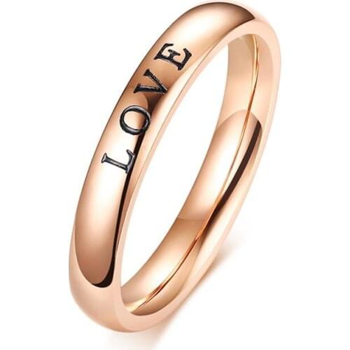 3mm Elegant HOPE FAITH LOVE Rings for Women Lady Stainless Steel Letter Jewelry