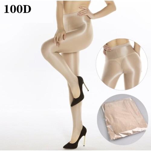 100D Women Sexy Shiny Glossy Oil Pantyhose stirrup tights thick One Line Crotch oil pantyhose legging
