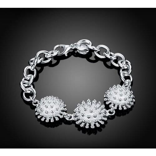 Beautiful Elegant wedding women men noble silver color big flower chain Bracelet fashion classic jewelry wholesale H014