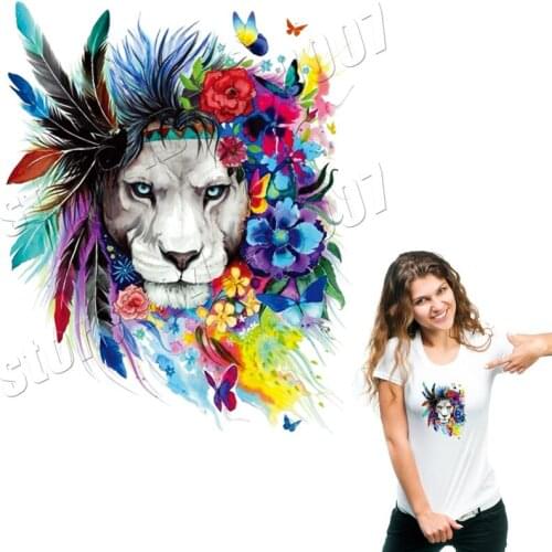 Lion Colorful Parches Household Iron On Heat Transfer Patches Popular DIY Washable A Level Stickers New Design Applique