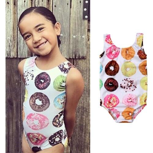Citgeett Summer Kids Baby Girls Toddler Donut Swimsuit Swimwear Bathing Sleeveless Suit Bikini Tankini