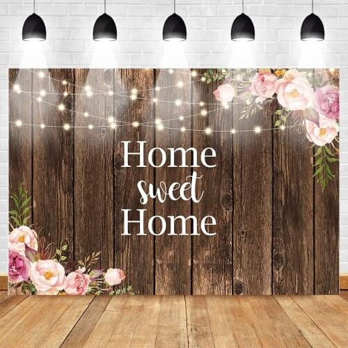 Mehofoto Wooden Floor Photo Background Floral Sweet Home Warm Lantern Photography Backdrops Warm Wedding Photography Background