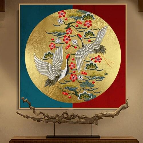 Retro chinese style Cross Stitch Embroidery Kits 11CT Crane Plum blossom DIY Needlework DMC New Year Home Decor
