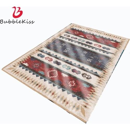 Bubble Kiss Ethnic Style Colorful Stripe Pattern Area Rug for Living Room Customized Super Soft Bedroom Decor Carpet Floor Mats