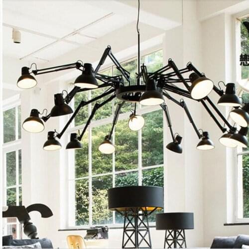 Nordic living room dining room lamp American minimalist creative iron modern office Vintage industrial spider Chandelier lights