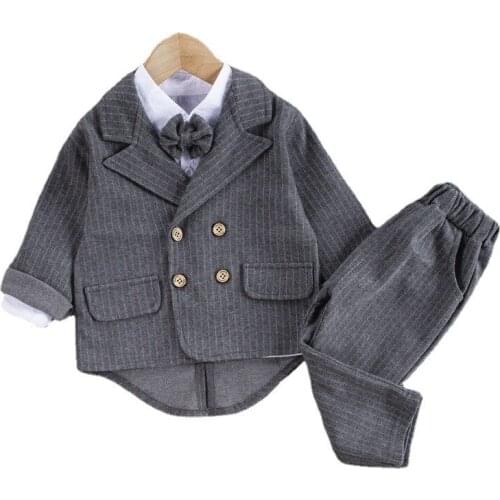 New Spring Autumn Baby Boys Clothes Children Casual Coat Shirt Pants 3Pcs/Sets Toddler Gentleman Costume Kids Fashion Clothing