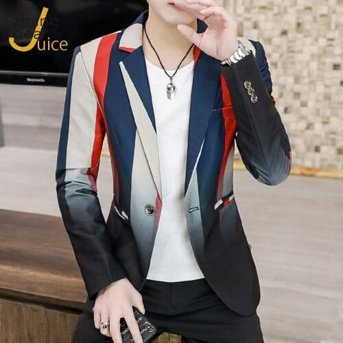 New Arrival Mens Fashion Suit Jacket Blazers Men Blazer Slim Fit Hombre Mens Casual Printing Suit