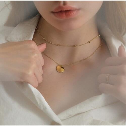 925 Sterling Silver Double layer Round Bead Charm Necklaces & Pendants Choker Statement Necklace For Women Wedding Jewelry dz683