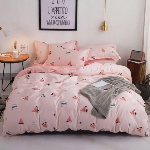 Summer Watermelon Lemon Printed Duvet Cover with Zipper Plaid Stripes Quilt Cover Twin Full Queen King Bedclothes Comforter Case