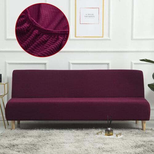Fleece Fabric Armless Sofa Bed Cover Solid Color Without Armrest Big Elastic Folding Furniture Decoration Bench Covers F8631