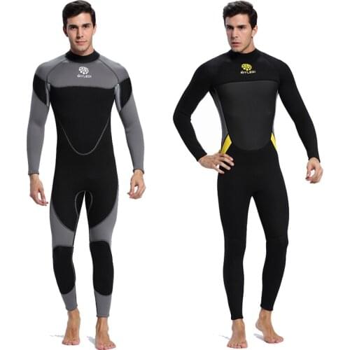 Stretchable Neoprene 3mm Mens Full Body Wetsuit Long Sleeve Scuba Diving Sports Skins, Back Zip Snorkeling Surfing Wet Suits