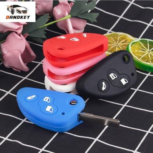 Dandkey 3 Button Rubber Silicone Car Key Cover Case For Alfa Romeo 147 166 156 JTD TS GT Remote Flip Key Shell Fob High Quality