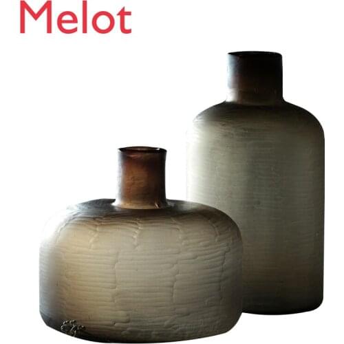 High-End Luxury Handmade Modern Floor Glass Large Vase Decoration Study Living Room Retro Simple Flower Decoration home decor