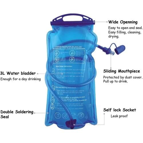 2L Water Reservoir Water Bladder Hydration Pack Storage outdoor cycling sports Backpack Running bike Bag Hydration camping T6H9