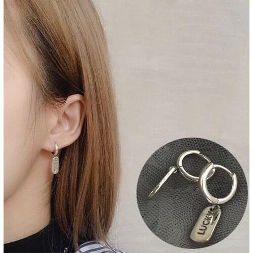 S925 Sterling Silver Earrings for Women Lucky Square Letter Trendy Jewelry Accessories Women Party Gift Wholesale