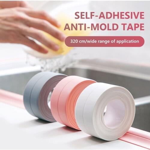 10.5ft Self Adhesive Waterproof Tape Kitchen Bathroom Mold Proof Wall Sticker Sink Edge Tape Window Hardware Sealing Strip