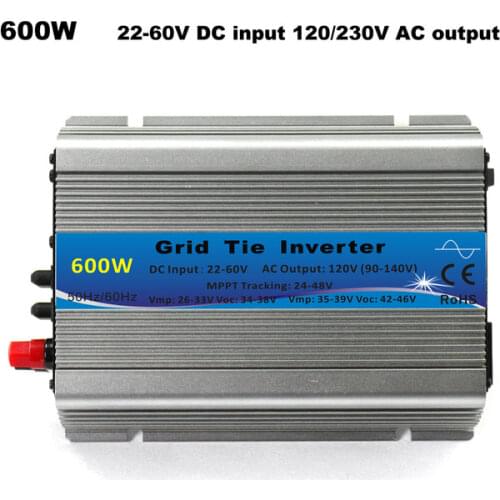 600W Grid Tie Inverter Solar Power Pure Sine Wave Micro Inverter MPPT Function 30V 36V Panel 22-60VDC to 110V or 230VAC