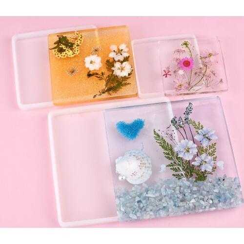 Silicone Mold Round Square Rectangle Coaster Base Resin Molds Epoxy UV DIY Resin Craft Casting Moulding Tools