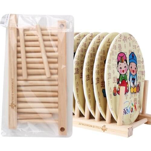 Drainer Foldable Wooden Dish Rack Kitchen Storage Rack Plate Cups Stand Display Holder Drying Rack Kitchen Storage Organizer