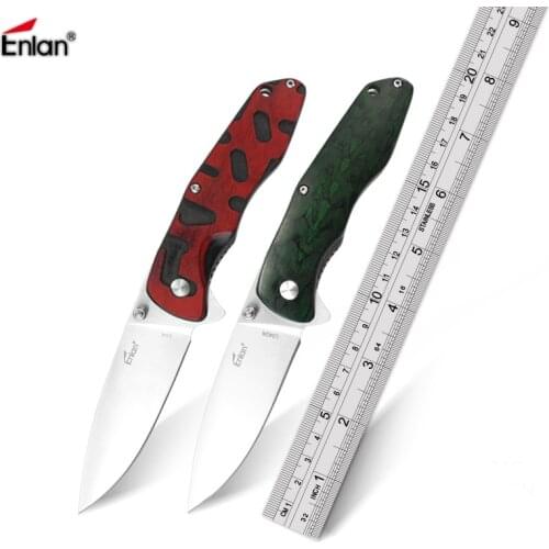 Enlan L04 Tactics Folding Knife Color Wooden Handle Outdoor Camping Hunting Fishing diving Survival Pocket Gift Knives EDC Tools